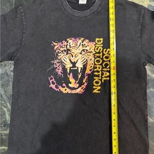 New Social Distortion Born to Kill Black Graphic Tee with Neon Leopard